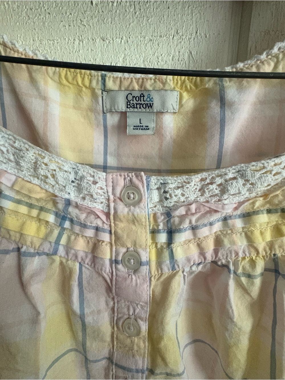 croft & barrow Pink and Yellow Plaid Sleeveless nightgown - Picture 3 of 10